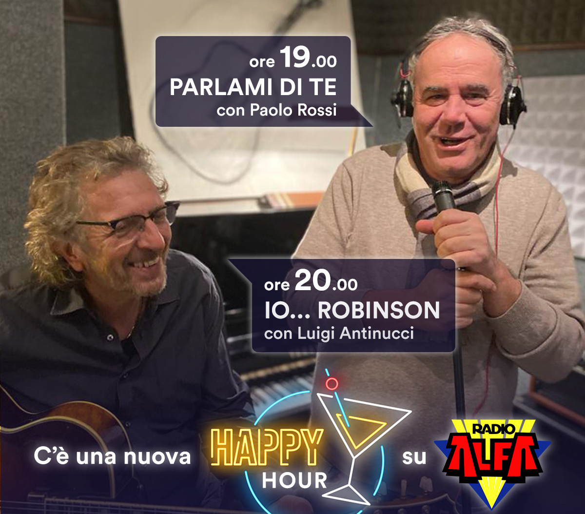 "Parlami di te" con Paolo Rossi alle 19 - "Io...Robinson" con Luigi Antinucci alle 20
